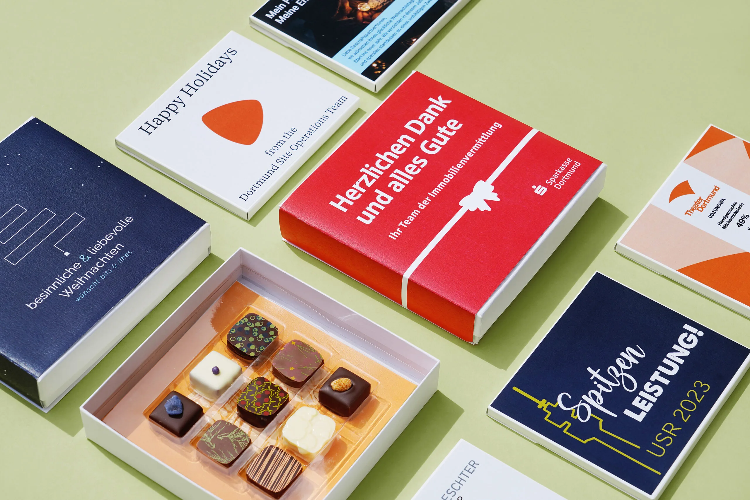 Firmenkunden Realbeispiele Firmengeschenke Pralinenboxen mit Logo