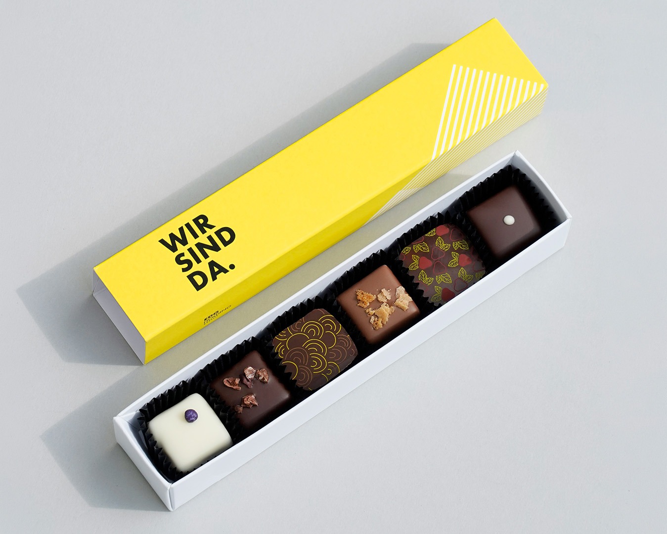 Pralinenstange für 6 Pralinen mit eigener Gestaltung von unserem Kunden EDG