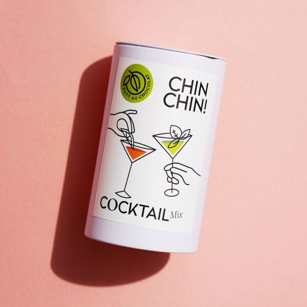 Weiße Dose der Cocktail Edition mit 'Chin Chin' und einer illustration von zwei Händen mit Cocktail Glas.